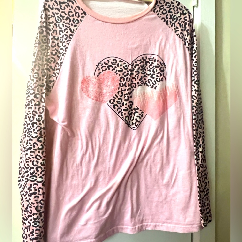 Pink Leopard Heart Shirt